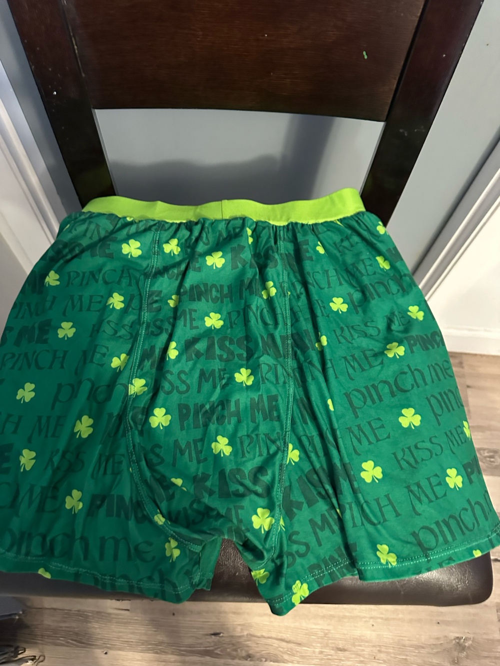 Green Kids Boxer Shorts with Shamrock Print M